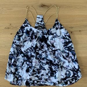 Bikbok tank top with gold chain straps. Size s